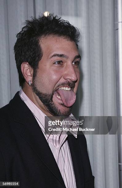 Singer Joey Fatone arrives at the Los Angeles Confidential Pre-Oscar party hosted by Hendrix Electric and Morgans Hotel Group at SkyBar on March 2,...