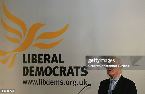 Newly elected Liberal Democrat party leader Sir Menzies Campbell gives a speech to party members at the liberal Democratic Party Spring conference on...