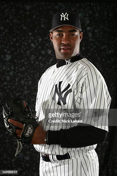 Pitcher Jose Veras of the New York Yankees poses for a portrait during the New York Yankees Photo Day at Legends Field on February 24, 2006 in Tampa,...