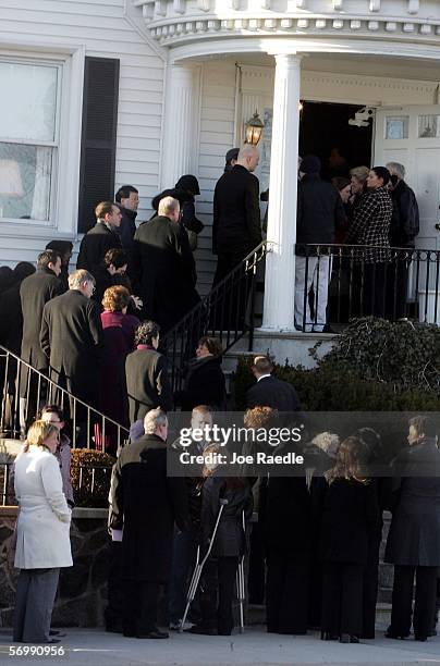 Mourners line up to pay their respects during a wake at the Gormley Funeral Home for Imette St. Guillen on March 3, 2006 in Boston, Massachusetts....