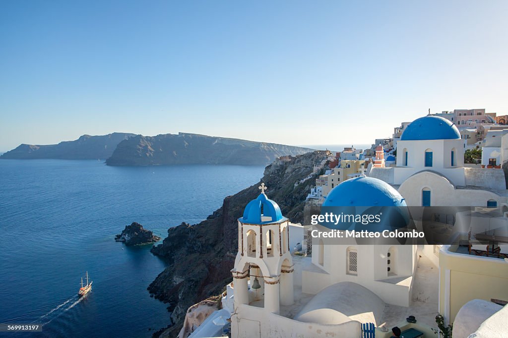 Blue sea in summer, greek islands, Santorini