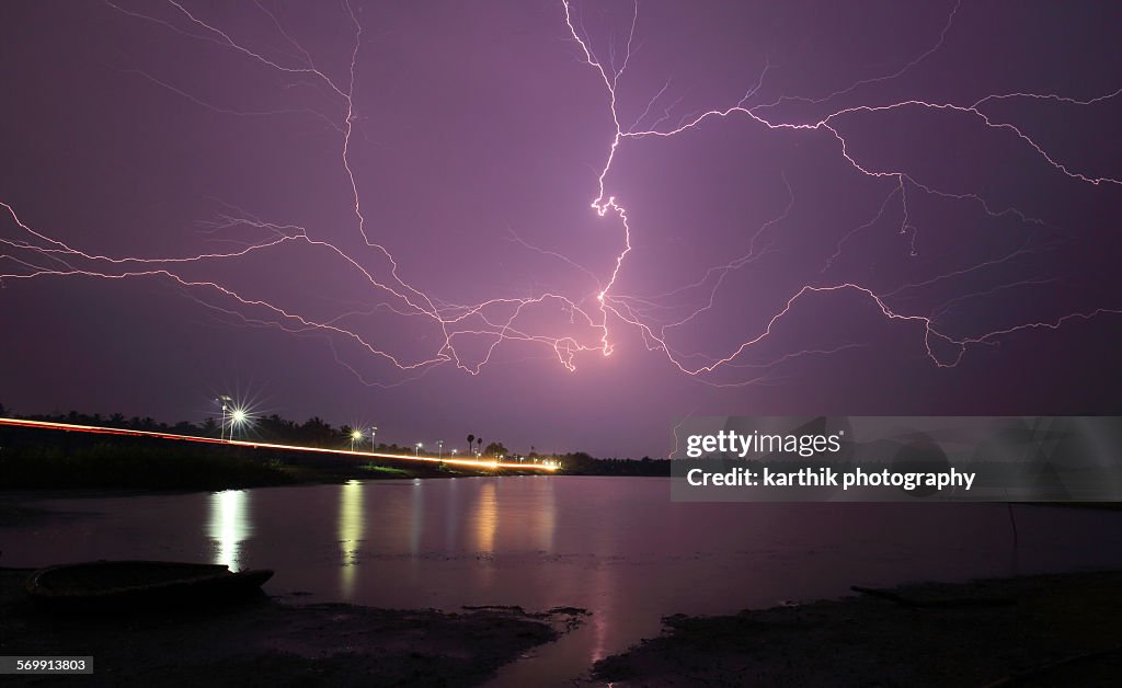 Lightning Bolts Over The Lake