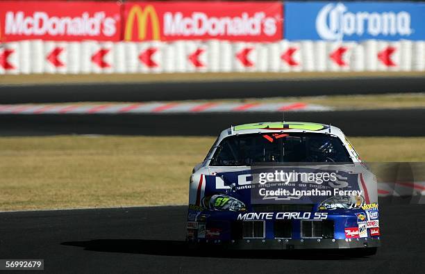 Adrian Fernandez drives the Lowe's Chevrolet during practice for the NASCAR Busch Series Telcel-Motorola 200 on March 3, 2006 at Autodromo Hermanos...