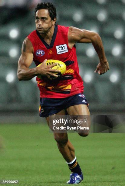 Andrew McLeod of the Crows in action during the round two NAB Cup match between the Hawthorn Hawks and the Adelaide Crows at Aurora Stadium March 4,...