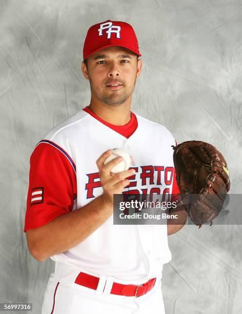 Pitcher Javier Vazquez of Team Puerto Rico poses during photo day at Tradition Field on March 4, 2006 in Port Saint Lucie, Florida.