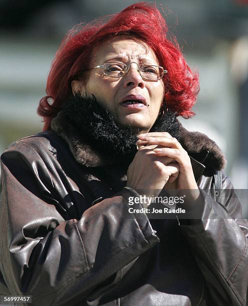 Isabelle Jackson is overcome with emotion at the Gormley Funeral Home while attending the funeral service for John Jay graduate student Imette St....