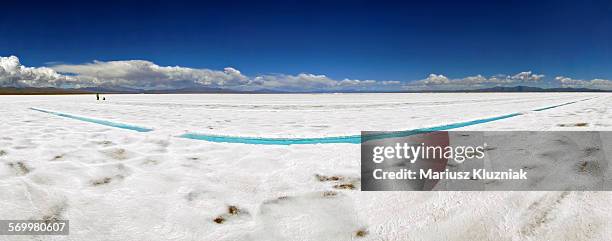 panoramic view of argentinian salt flats - salinas grandes stockfoto's en -beelden