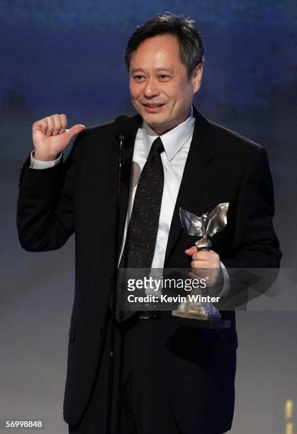 Director Ang Lee accepts his award for Best Director for the film "Brokeback Mountain" onstage at the Film Independent's 2006 Independent Spirit...
