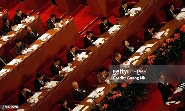 Chinese Prime Minister Wen Jiabao speaks at the opening ceremony of the National People's Congress , China's parliament, at the Great Hall of the...