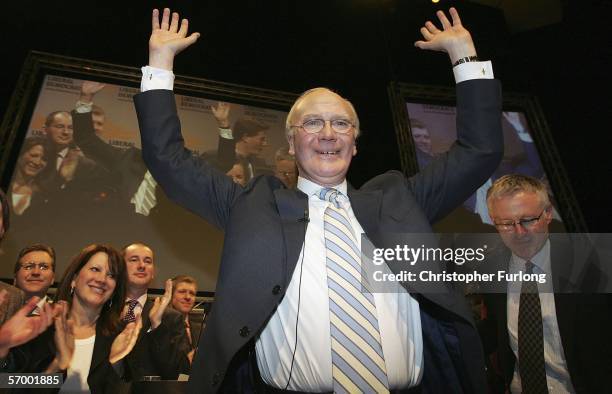 Liberal Democrat party leader Sir Menzies Campbell takes the applause after giving his first major speech to his party at the Liberal Democrat Party...