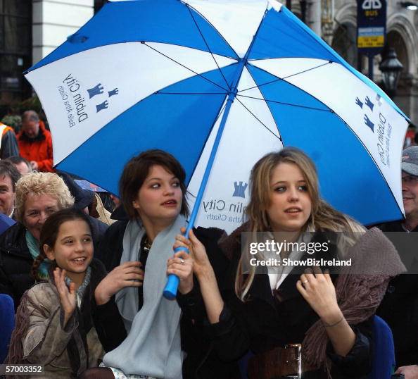 Sir Bob Geldof's daughters Tiger Lily, Pixie, Peaches look on as