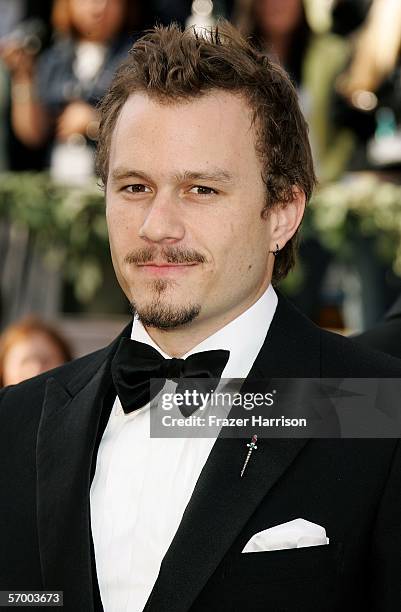 Actor Heath Ledger arrives at the 78th Annual Academy Awards at the Kodak Theatre on March 5, 2006 in Hollywood, California.