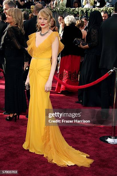 Actress Michelle Williams arrives to the 78th Annual Academy Awards at the Kodak Theatre on March 5, 2006 in Hollywood, California.