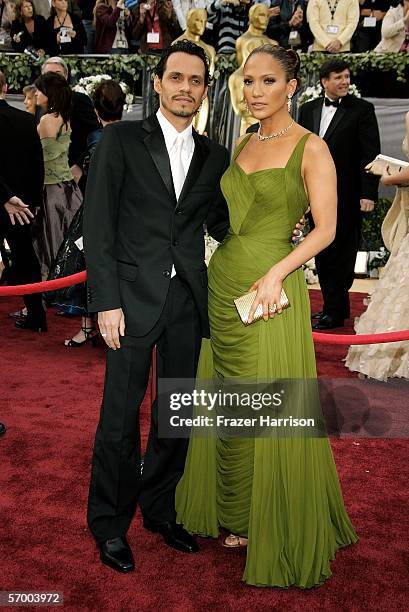 Singers Marc Anthony and singer/actress Jennifer Lopez arrive to the 78th Annual Academy Awards at the Kodak Theatre on March 5, 2006 in Hollywood,...