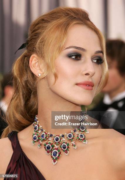 Actress Keira Knightley arrives at the 78th Annual Academy Awards at the Kodak Theatre on March 5, 2006 in Hollywood, California.