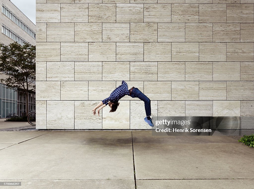 Man doing a backflip