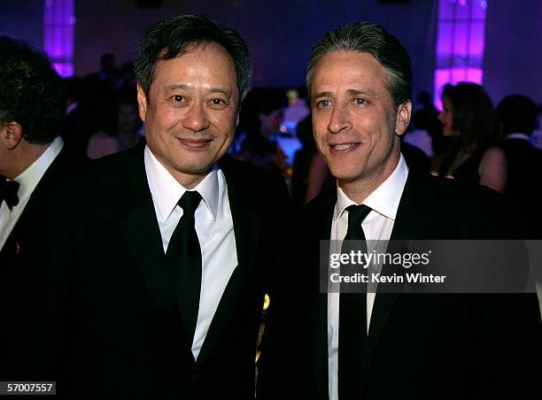 Director Ang Lee and actor Jon Stewart attend the Governor's Ball after the 78th Annual Academy Awards at The Highlands on March 5, 2006 in...