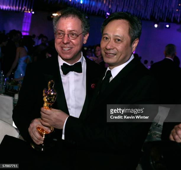 Producer James Schamus and director Ang Lee attend the Governor's Ball after the 78th Annual Academy Awards at The Highlands on March 5, 2006 in...