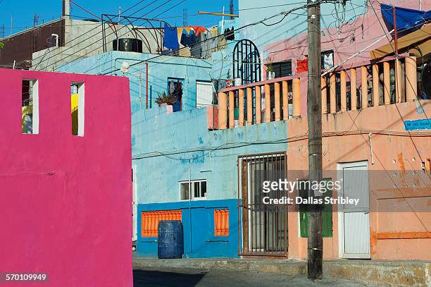 colourful abstract street scene on isla mujeres - insel mujeres stock-fotos und bilder