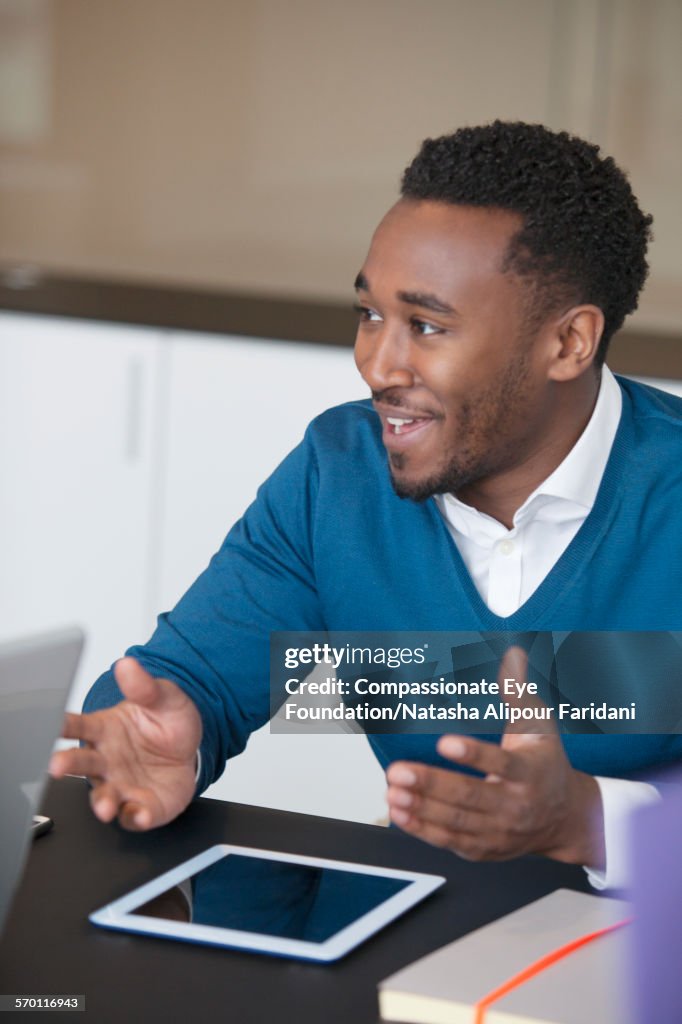 Businessman talking in meeting