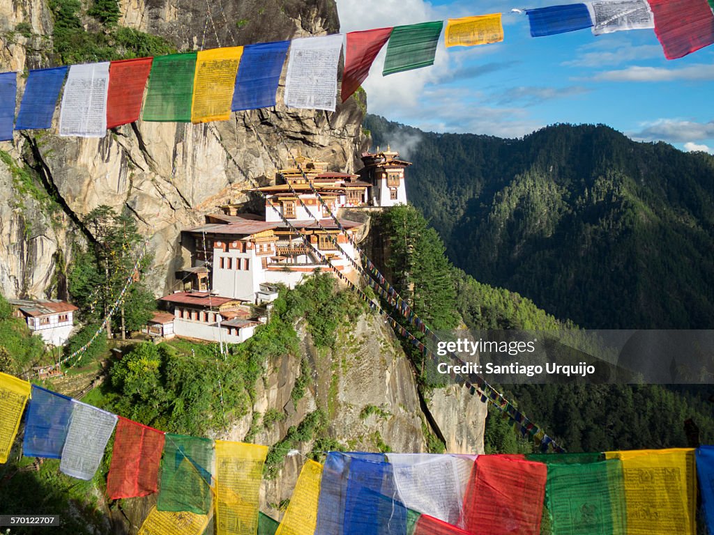 Tiger's Nest Monastery with prayer flags