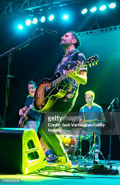 Uruguayan Latin Pop musician Jorge Drexler performs with his band at Central Park SummerStage, New York, New York, July 19, 2015.