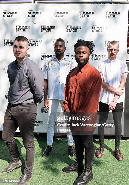 Scottish Hip-Hop and Pop band Young Fathers poase backstage at Central Park SummerStage, New York, New York, July 25, 2015. Pictured are, from left,...