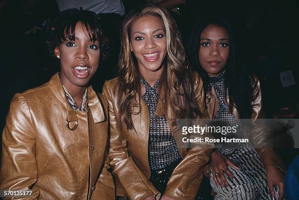 American R&B girl group Destiny's Child attends the Betsey Johnson Playboy Bunnies Spring 2001 fashion show, New York City, USA, circa 2000. L-R:...