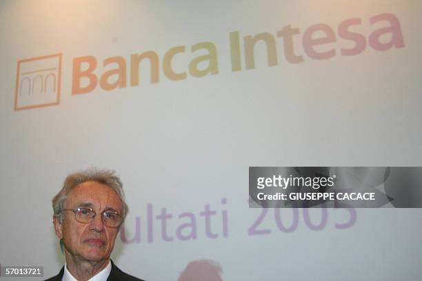Banca Intesa President Giovanni Bazoli is pictured prior a press conference to present the full year 2005 report of Banca Intesa in Milan, 06 March...