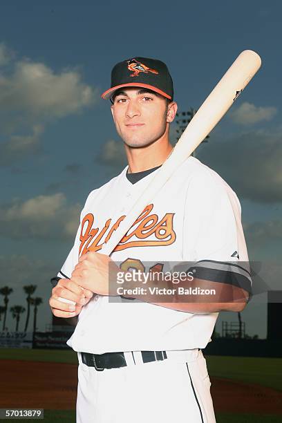 Outfielder Nick Markakis of the Baltimore Orioles poses for photo day at Fort Lauderdale Stadium on February 27, 2006 in Fort Lauderdale, Florida.