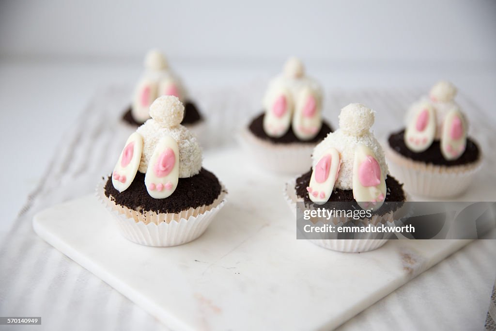 Bunny tail cupcakes