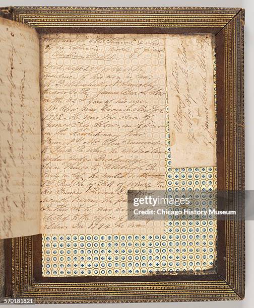 Embossed leather bound bible with gold-leaf designs owned by Nina Spies , widow of August Spies, who was executed in association with the trial...