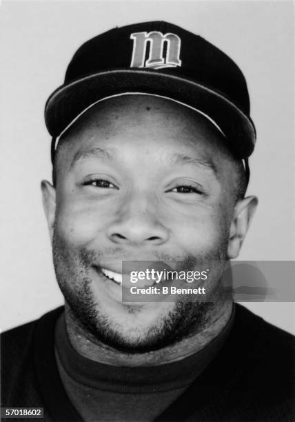 Headshot of American professional baseball player Kirby Puckett of the Minnesota Twins, late 20th Century. Puckett played for the Twins from 1984 to...