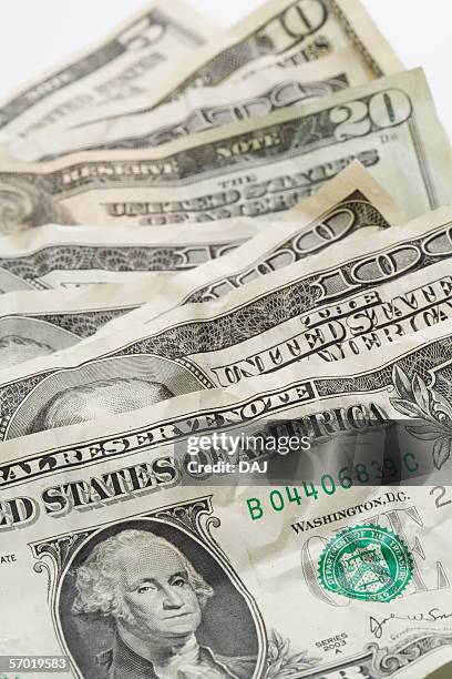 us dollar bills - five dollar bill stock pictures, royalty-free photos & images