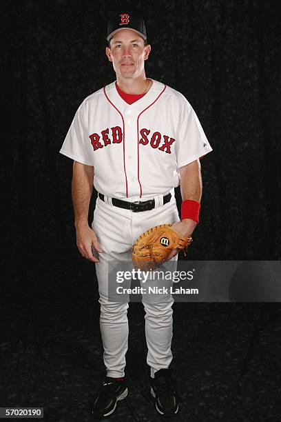 John Flaherty of the Boston Red Sox poses for a portrait during the Boston Red Sox Photo Day at the Red Sox spring training complex on February 26,...