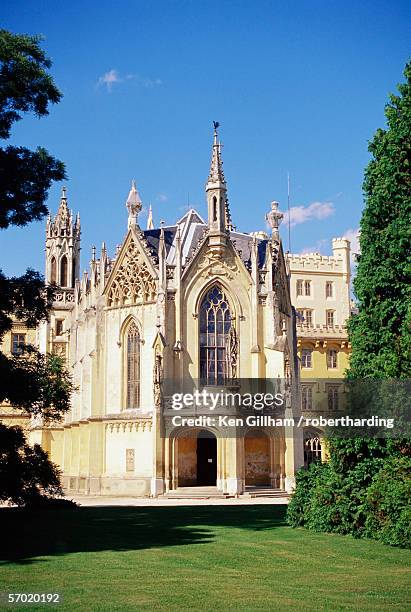 neo-gothic chateau dating from 1856,  lednice,  unesco world heritage site,  south moravia,  czech republic,  europe - moravia stock pictures, royalty-free photos & images