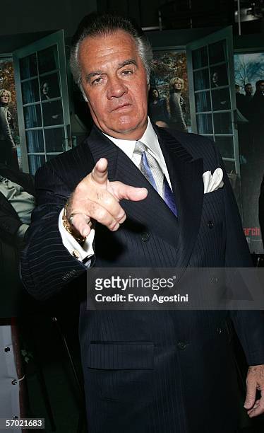 Actor Tony Sirico arrives at the HBO Season Premiere Of "The Sopranos" at the Museum of Modern Art on March 7, 2006 in New York City.
