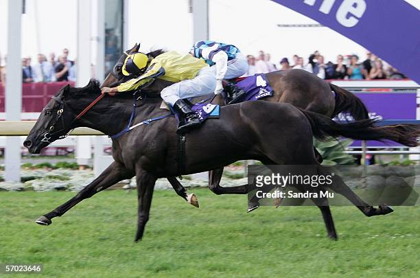 Michael Walker riding Pentane passes the winning post to secure victory in the SkyCity Auckland Cup by a nose at Ellerslie Racecourse, March 08, 2006...