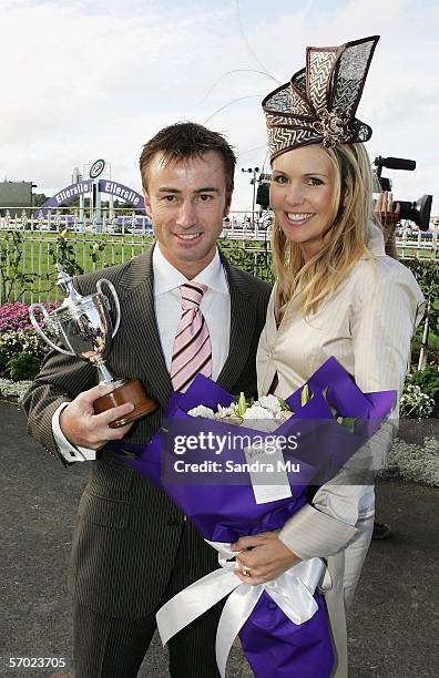 Trainer Lance O'Sullivan and his wife Bridgette pose after Pentane won the SkyCity Auckland Cup at Ellerslie Racecourse March 08, 2006 in Auckland,...