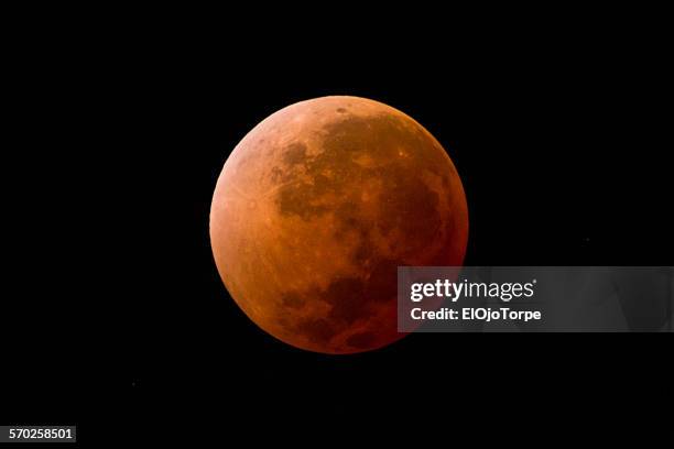 blood moon, full lunar eclipse, uruguay, 2014 - eclipse lunar fotografías e imágenes de stock
