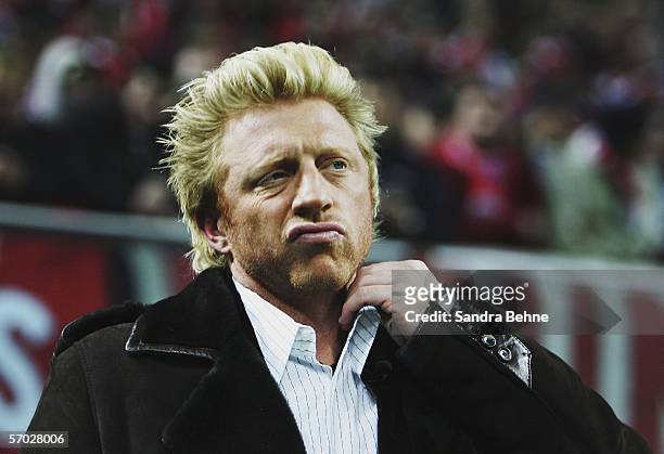 Boris Becker looks on before the UEFA Champions League Round of 16 second leg match between AC Milan and Bayern Munich at the Giuseppe Meazza Stadium...