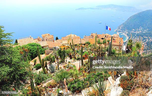 view of the côte d'azur from eze - pondicherry stock pictures, royalty-free photos & images