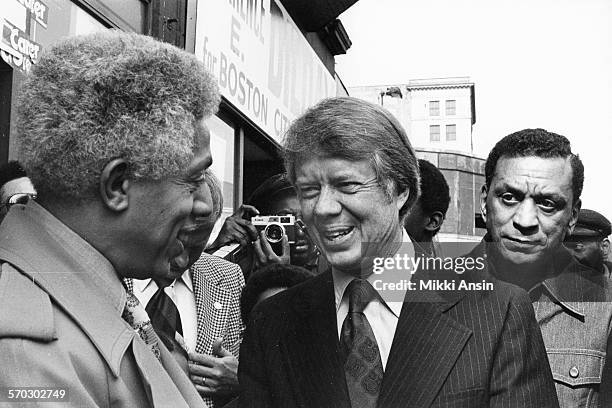 American politician and Presidential candidate Jimmy Carter opens campaign office in Roxbury, Boston, Massachusetts, 1976.