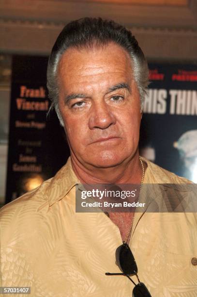 Actor Tony Sirico arrives at the celebration for Frank Vincent's new book "A Guy's Guide To Being a Man's Man" at Capitale March 8, 2006 in New York...