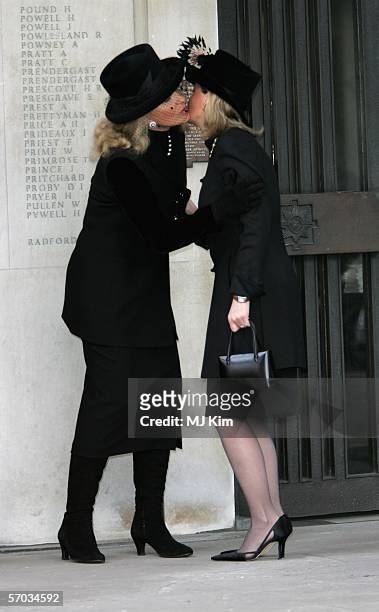 Princess Michael of Kent greets Sophie Rhys-Jones, Countess of Wessex at the second memorial service for Lord Lichfield, Royal photographer and...