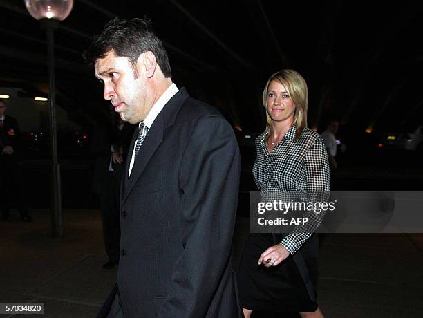 Former nine CEO David Gyngell and his wife Leila McKinnon arrive at the state memorial for Australian businessman Kerry Packer at the Sydney Opera...