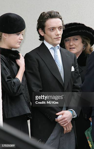 Viscount Anson attends the second memorial service for Lord Lichfield, Royal photographer and cousin of The Queen who died November 11 at Guards...