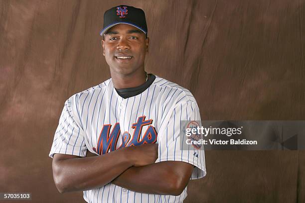 Carlos Delgado of the Mets poses for a portrait during the New York Mets photo day on February 24, 2006 at Tradition Field in Port St. Lucie, Florida.