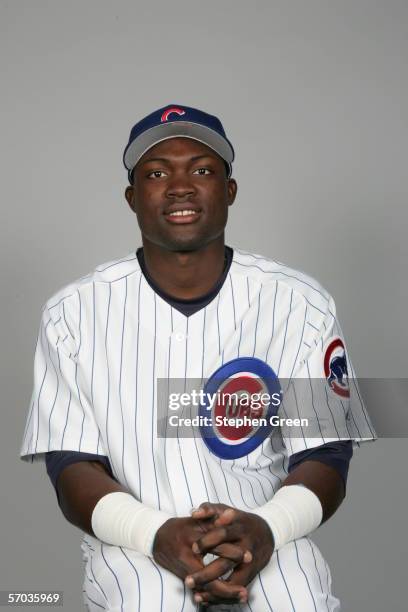 Felix Pie of the Chicago Cubs during photo day at HoHoKam Park on February 24, 2006 in Mesa, Arizona.