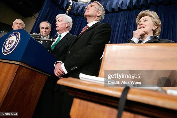 Senator Frank Lautenberg , U.S. Senator Chuck Schumer , U.S. Sen.ator Christopher Dodd , Senate Minority Leader Harry Reid and U.S. Senator Hillary...